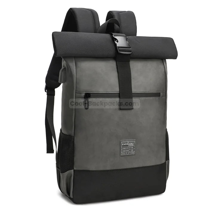 Mens Roll Top Backpack - Gray