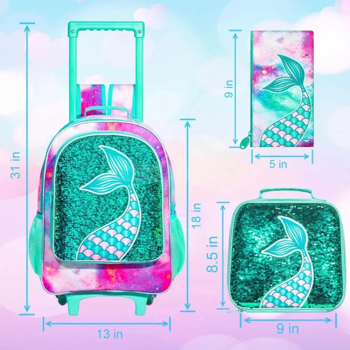 Mermaid Rolling Backpack