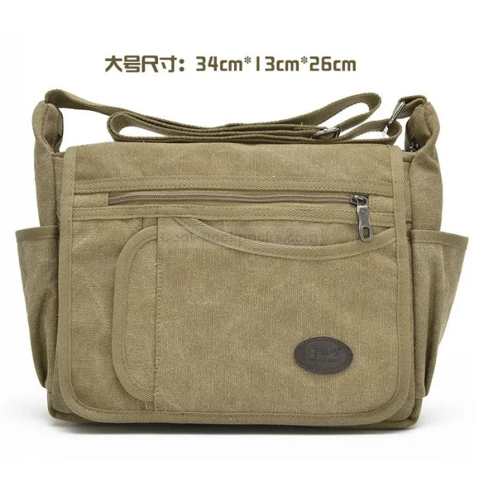 Messenger Bag with Drink Holder - Khaki