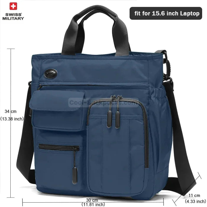 Messenger Bag with Umbrella Holder - Blue shoulder