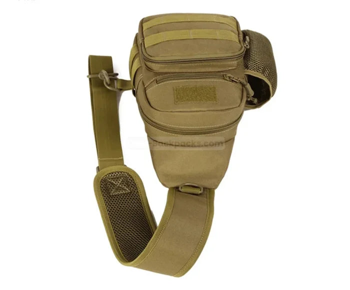 Messenger Bag with Water Bottle Pocket - Khaki