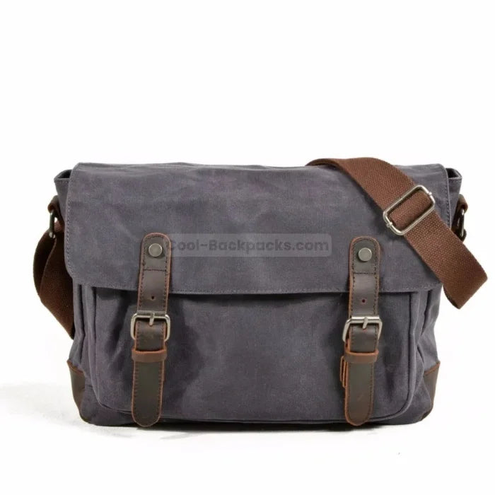 Military Canvas Messenger Bag - Dark Grey