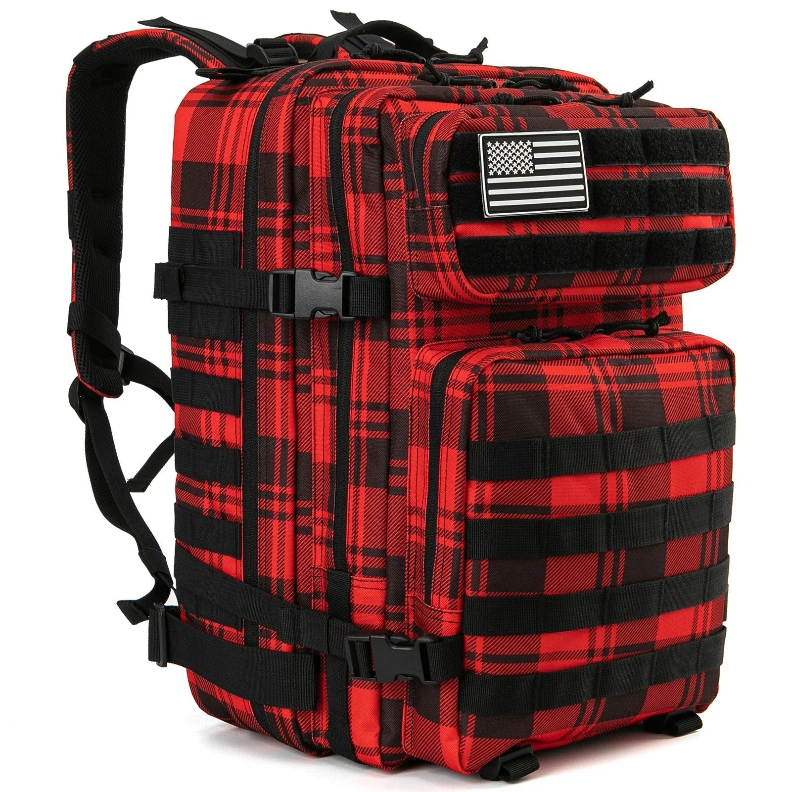 Military Gym Backpack - Red Plaid