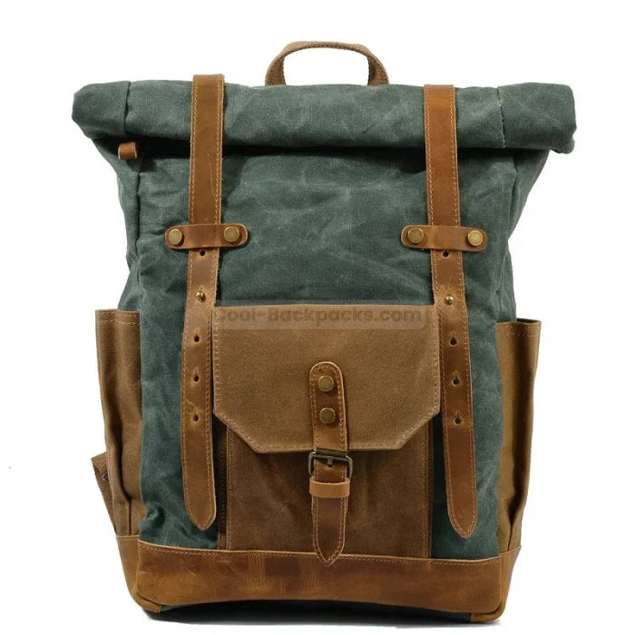 Military Roll Top Backpack - Green