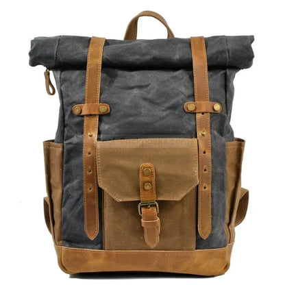 Military Roll Top Backpack - Grey