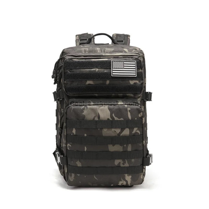 Military Style Camera Backpack - Black Camo