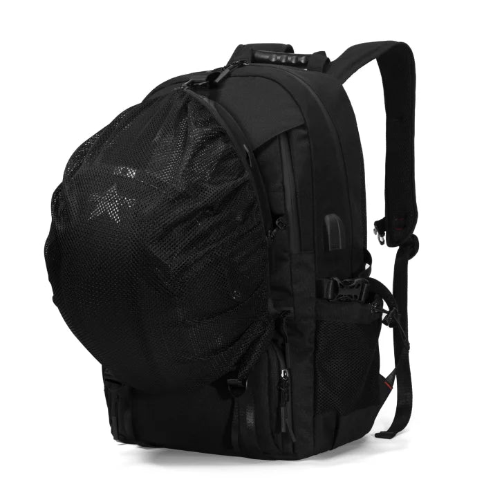 Motorcycle Backpack with Helmet Holder - Black