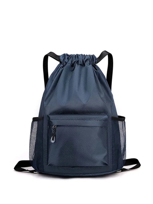 Navy Blue Drawstring Backpack - Navy