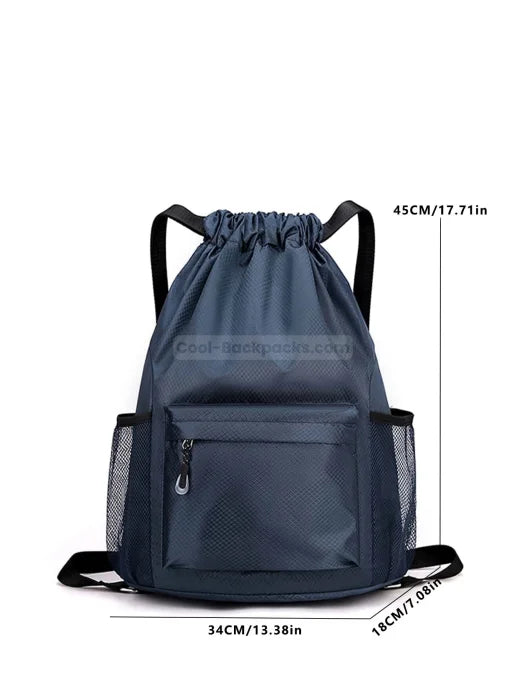 Navy Blue Drawstring Backpack - Navy