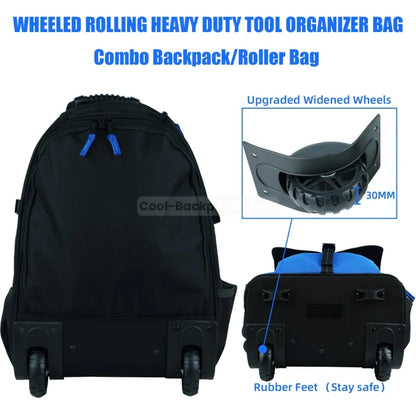 Navy Blue Rolling Backpack - Blue