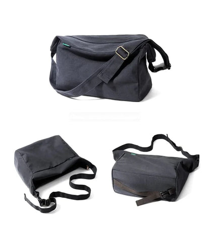 Navy Canvas Messenger Bag