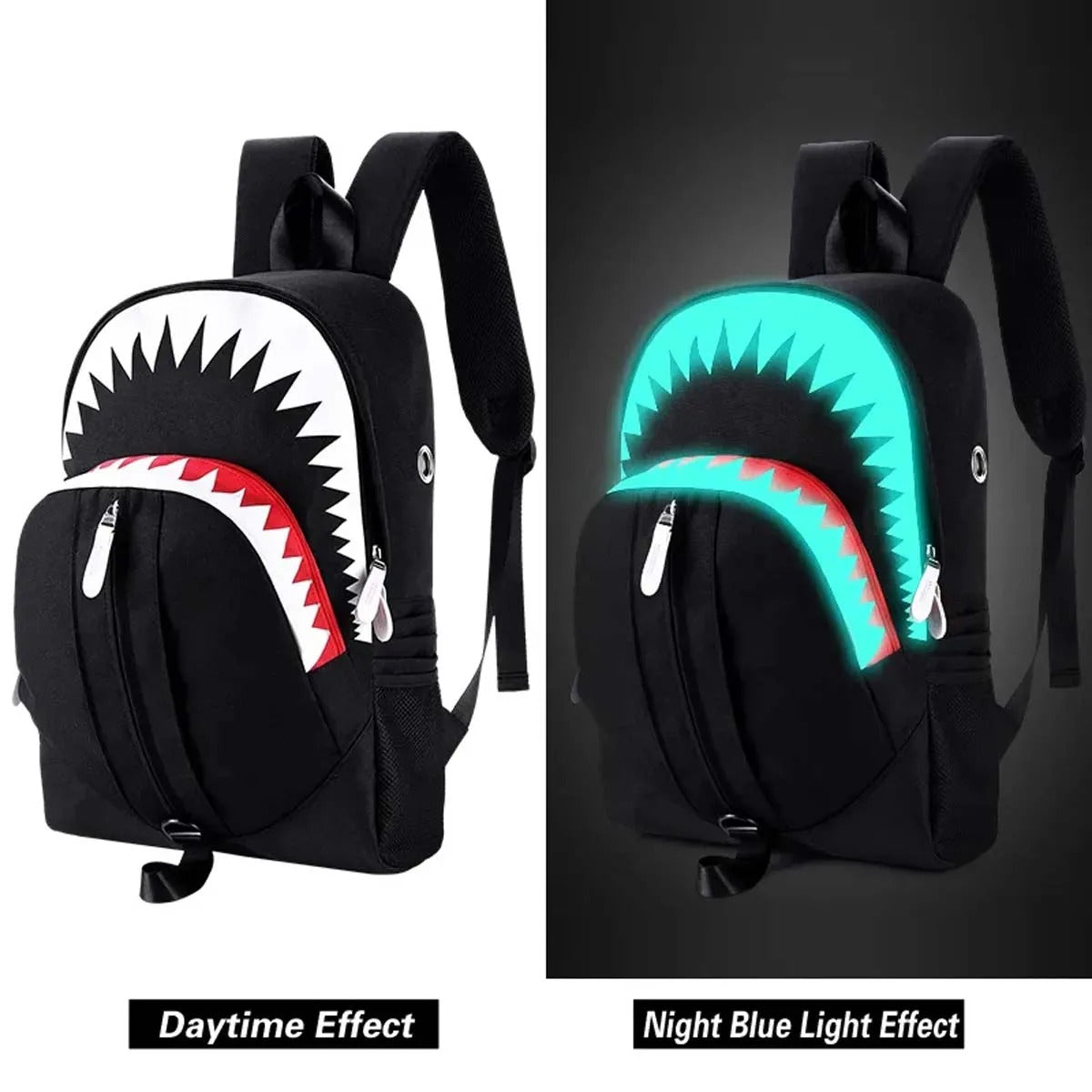 Neon Shark Backpack - Black