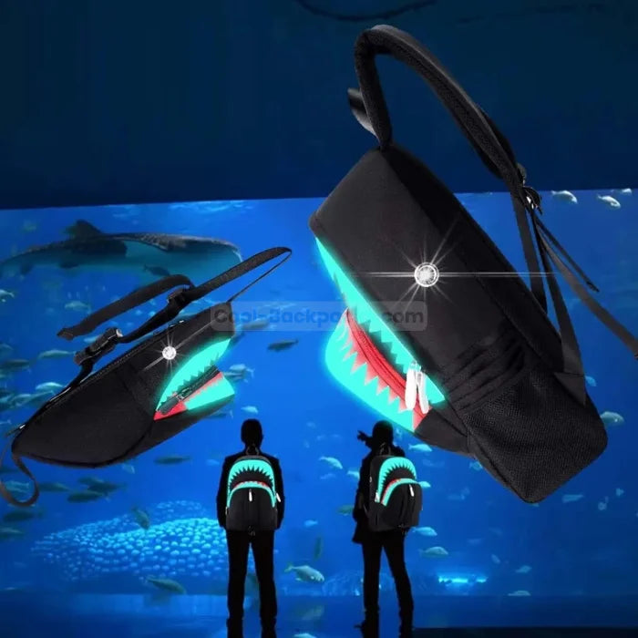 Neon Shark Backpack - Black