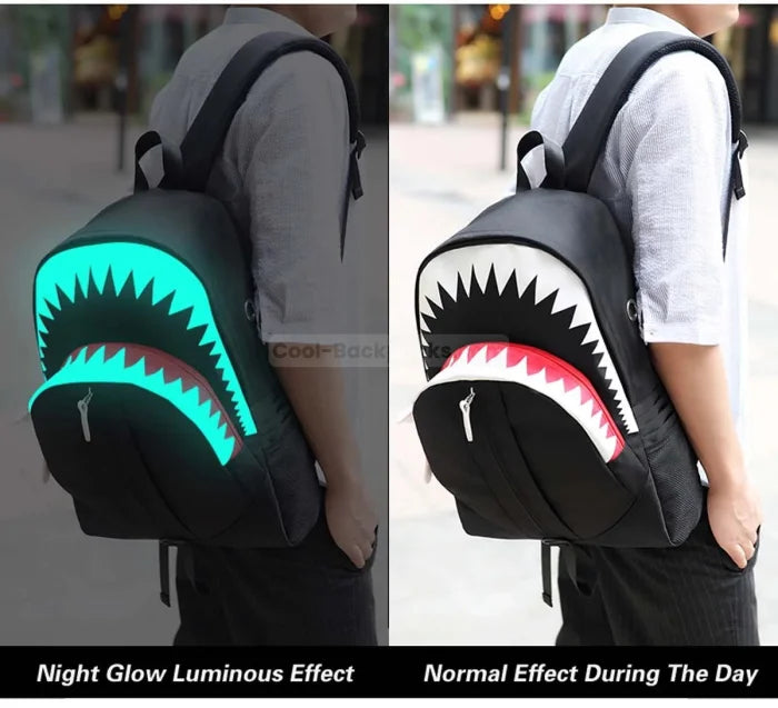 Neon Shark Backpack - Black