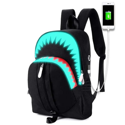 Neon Shark Backpack - Black