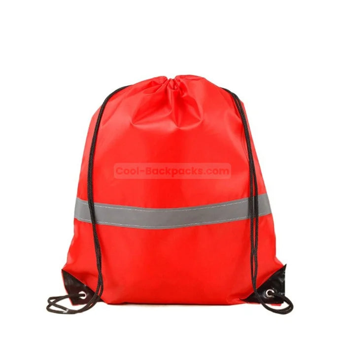 Nylon Drawstring Backpack - Red