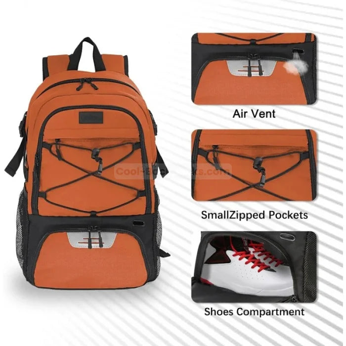 Orange Soccer Backpack - Coffee