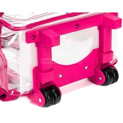 Pink Clear Rolling Backpack