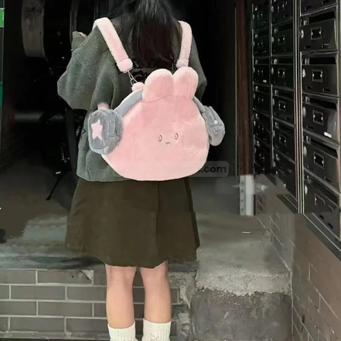 Pink Fluffy Bunny Backpack