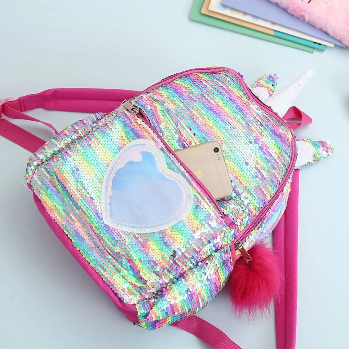 Pink Sparkly Unicorn Backpack