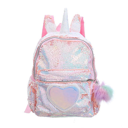 Pink Sparkly Unicorn Backpack - Orange