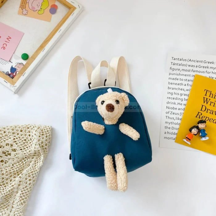 Plush Bear Backpack - Blue