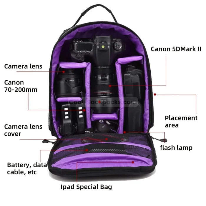 Purple Camera Backpack - Purple