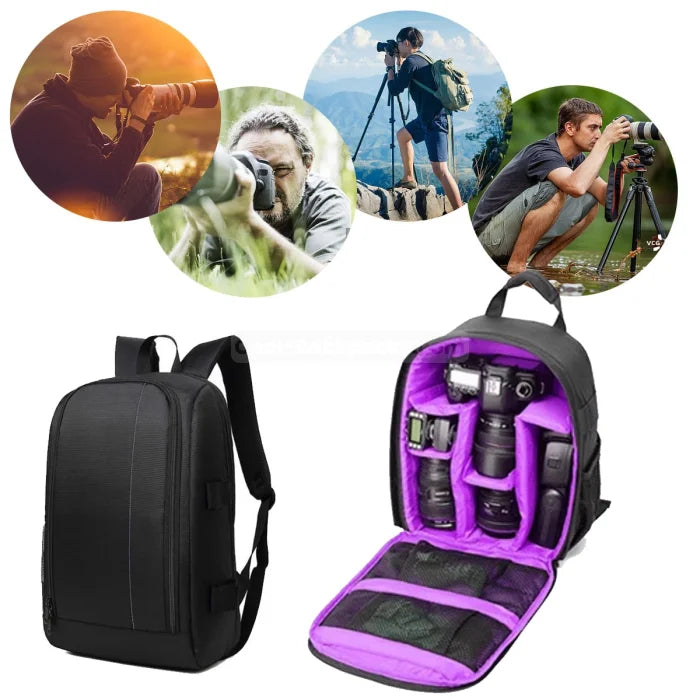 Purple Camera Backpack - Purple