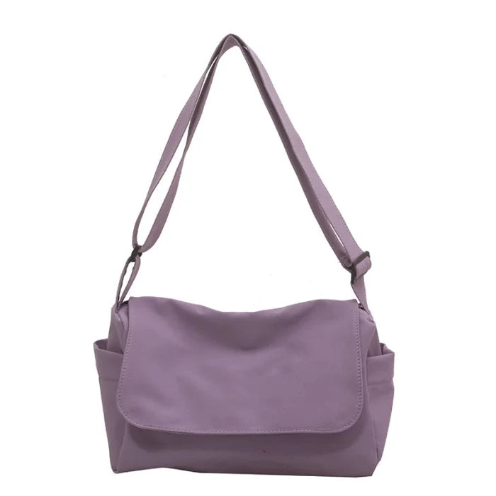 Purple Canvas Messenger Bag