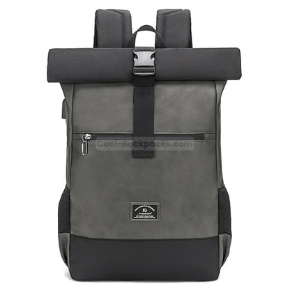 Roll Top Waterproof Backpack - Gray