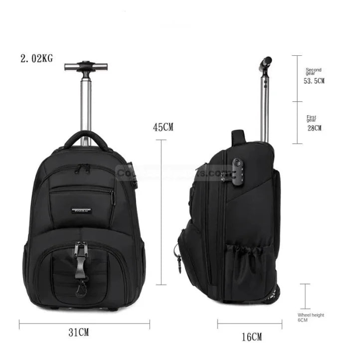 Roller Suitcase Backpack - Black