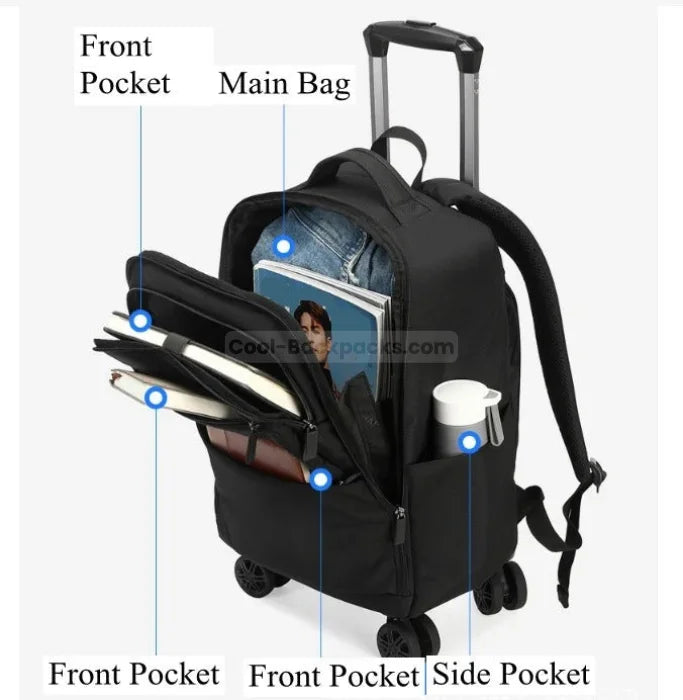 Rolling Backpack with Water Bottle Holder