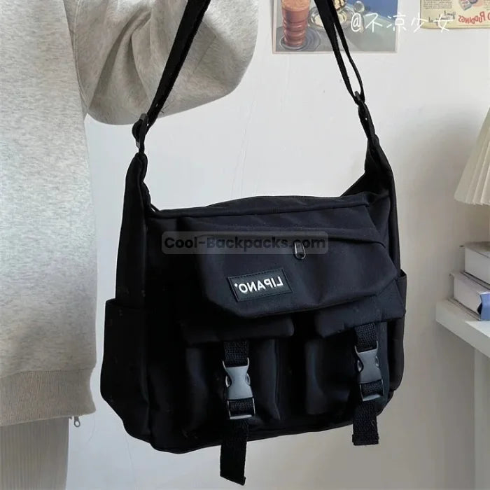 School Messenger Bag - Black