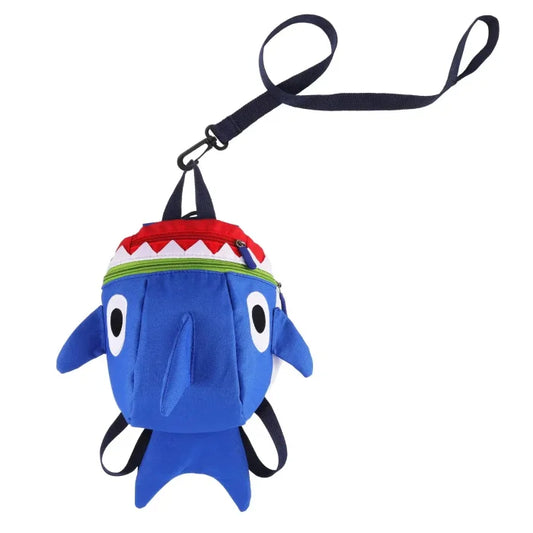 Shark Backpack Leash - Blue