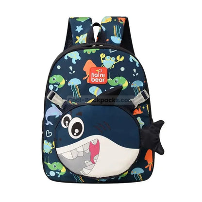 Shark Pattern Backpack - Navy blue