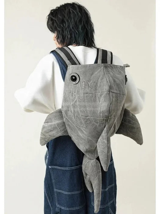 Shark Plush Backpack - Gray