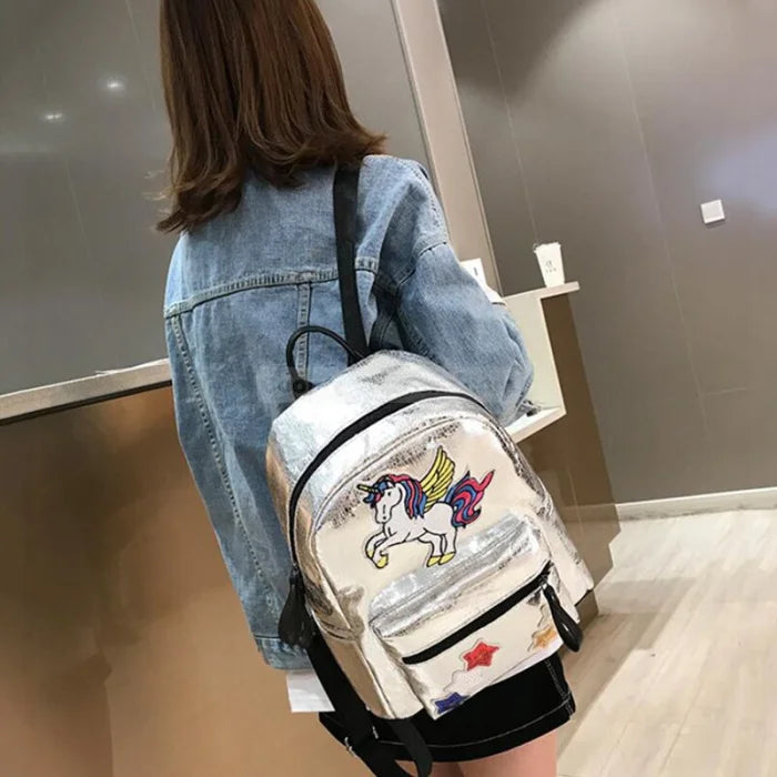 Silver Unicorn Backpack