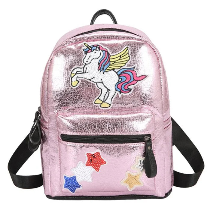 Silver Unicorn Backpack - Pink / 24x14x30cm