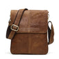 Slim Leather Messenger Bag - Matte Brown