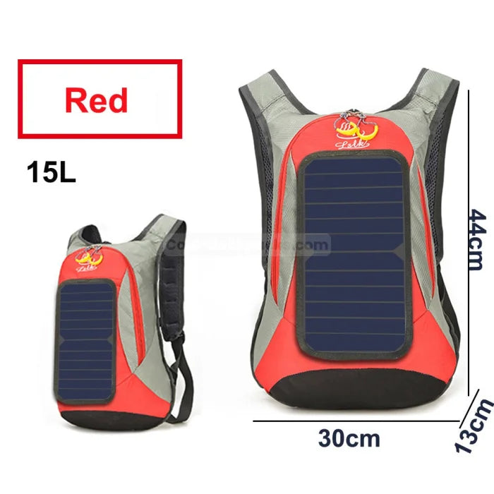 Solar Panel Hiking Backpack - Red