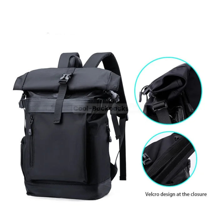 Tactical Roll Top Backpack - Black