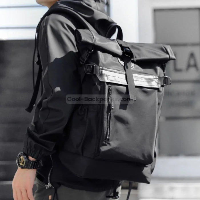 Tactical Roll Top Backpack - Black