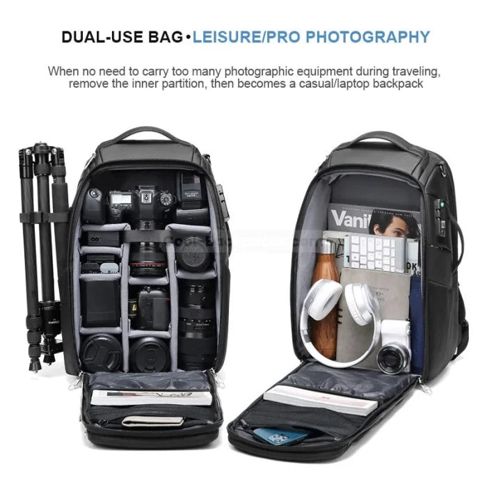 Travel Camera Backpack - Black