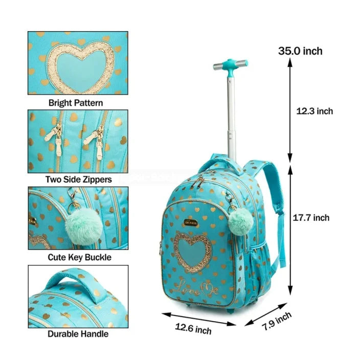 Turquoise Rolling Backpack