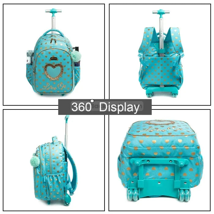 Turquoise Rolling Backpack