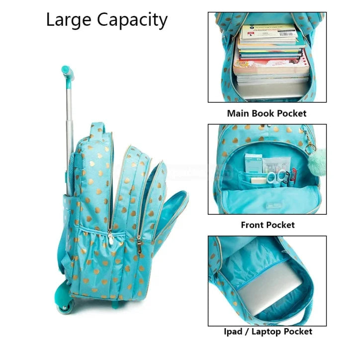 Turquoise Rolling Backpack