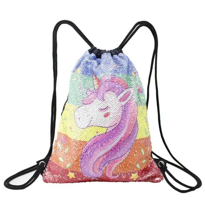 Unicorn Print Drawstring Backpack