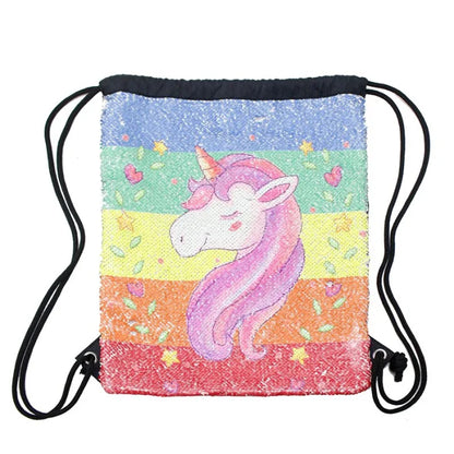 Unicorn Print Drawstring Backpack