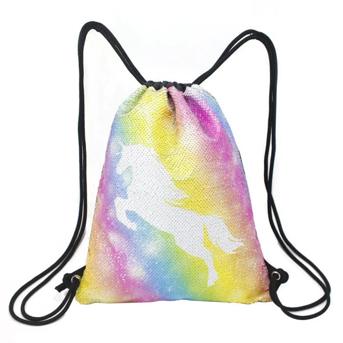 Unicorn Print Drawstring Backpack - Neon / 33x1x40cm