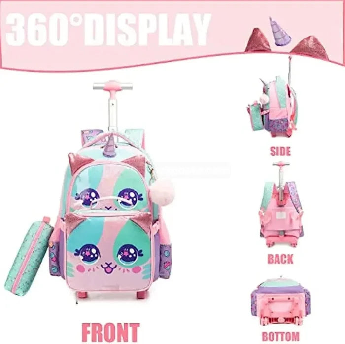 Unicorn Rolling Backpack - Pink